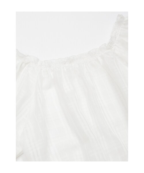 w closet（ダブルクローゼット）の「シアーチェックシャーリング半袖プルオーバー（トップス・レディース・オフホワイト/ネイビー・FREE）」の6枚目の写真