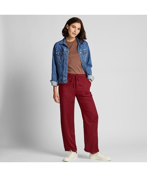 UNIQLO（ユニクロ）の「ドレープストレートパンツ（ルームウェア/パジャマ・レディース・BLACK 09/NAVY 69/BROWN 35/RED 17・L/XS/S/XL/XXL/3XL/M）」の4枚目の写真