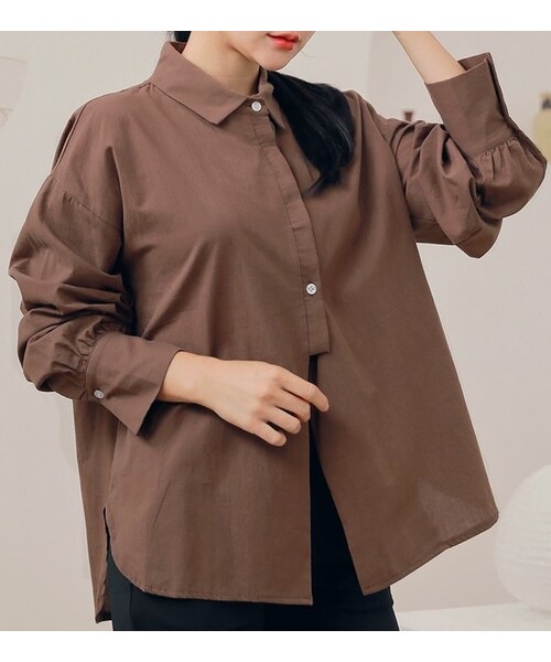 HOTPING（ホッピン）の「ストラップSETフライフロントブラウス（Tシャツ/カットソー・レディース・White/Brown・XS-S/M-L/XL-2XL）」の2枚目の写真