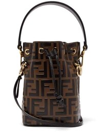 FENDI | Fendi - Mon Tresor Mini Ff Embossed Leather Bucket Bag - Womens - Black Brown(ショルダーバッグ)