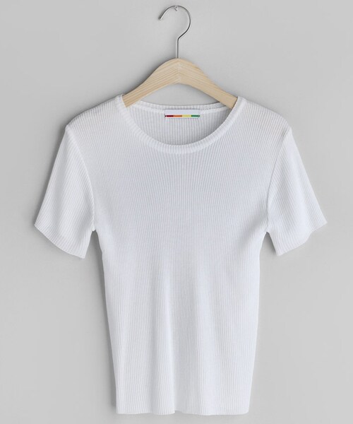 DHOLIC（ディーホリック）の「ショートスリーブリブニット（ニット/セーター・レディース・ベージュ/ブラック/レッド/ホワイト・FREE）」の2枚目の写真