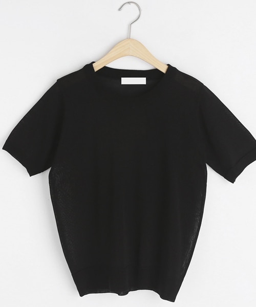 DHOLIC(ディーホリック)の「リブヘム半袖ニット(ニット/セーター・レディース・グリーン/ブラウン/ベージュ/ホワイト/ブラック/ブルー/イエロー・FREE)」の3枚目の写真