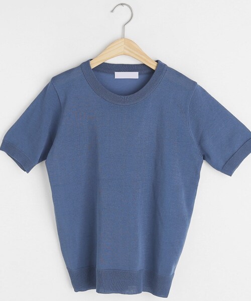 DHOLIC(ディーホリック)の「リブヘム半袖ニット(ニット/セーター・レディース・グリーン/ブラウン/ベージュ/ホワイト/ブラック/ブルー/イエロー・FREE)」の6枚目の写真