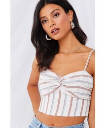 Forever 21 Striped Bow-Front Crop Cami