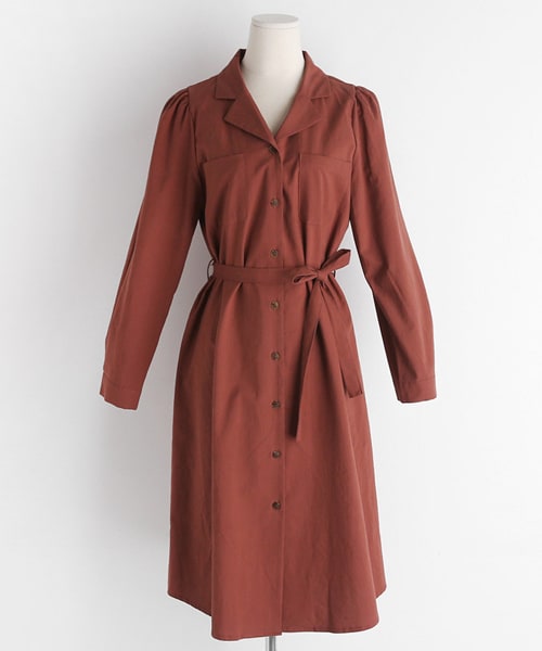 DHOLIC(ディーホリック)の「ストラップSET開襟ワンピース(ワンピース・レディース・ベージュ/ブラウン/レッド・FREE)」の3枚目の写真