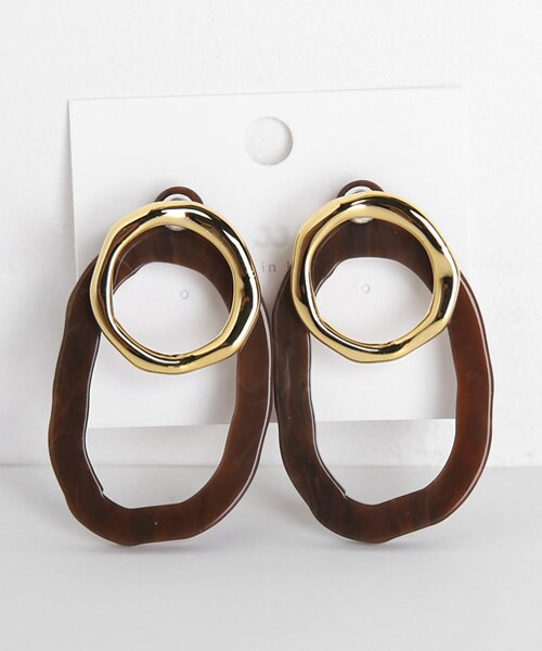 DHOLIC（ディーホリック）の「ダブルフレームピアス（ピアス（両耳用）・レディース・ホワイト/グリーン/ブラウン・FREE）」の2枚目の写真