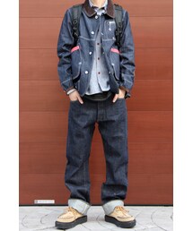 MEMENTISM | "WHITE.S"レザー×デニムスタッズリュックBLACK(バッグ)