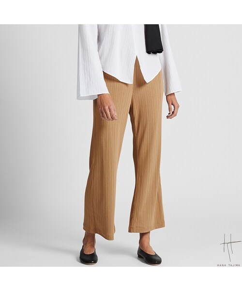 UNIQLO（ユニクロ）の「リブワイドパンツ（その他パンツ・レディース・DARK GREEN 59/BLACK 09/BLUE 61/BEIGE 31・S/XL/M/L）」の3枚目の写真