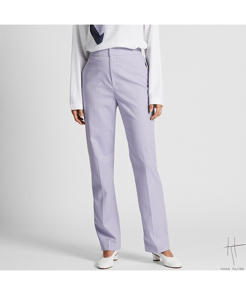 UNIQLO（ユニクロ）の「ヘリンボーンストレートパンツ（その他パンツ・レディース・BROWN 35/BLACK 09/BLUE 61・S/XL/M/L）」の3枚目の写真