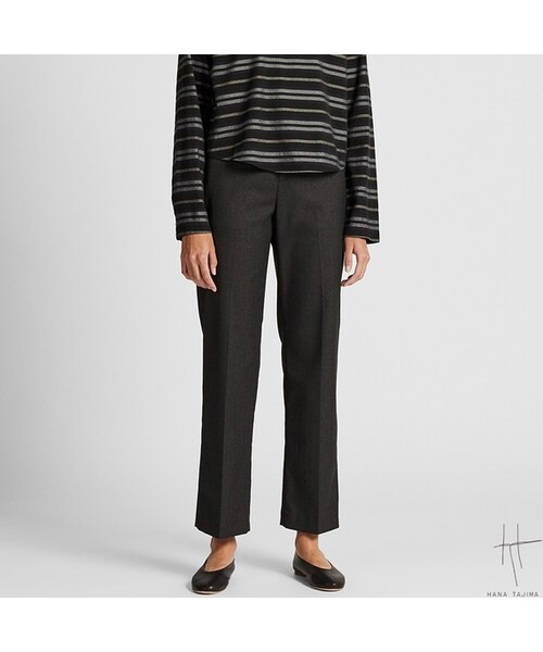 UNIQLO（ユニクロ）の「ヘリンボーンストレートパンツ（その他パンツ・レディース・BROWN 35/BLACK 09/BLUE 61・S/XL/M/L）」の2枚目の写真