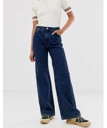 Monki Yoko wide leg jeans with organic cotton in dark blue