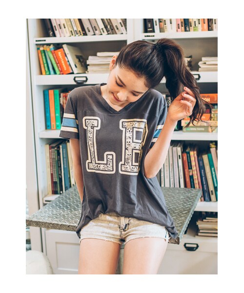 lazybone(レイジーボーン)の「LB Sporty Tee(トップス・レディース・牙白色/深灰色・F)」の10枚目の写真