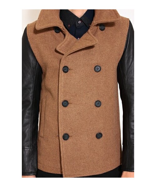 CAMBIO（カンビオ）の「メルトン×レザー 袖切替ピーコート（）」 - WEAR