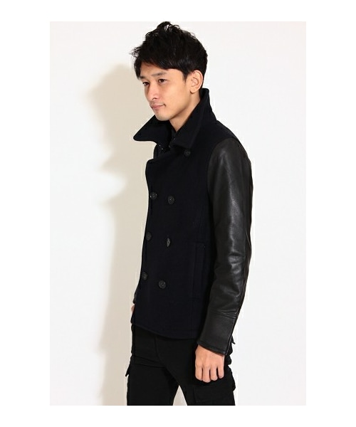 CAMBIO（カンビオ）の「メルトン×レザー 袖切替ピーコート（）」 - WEAR