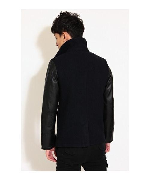 CAMBIO（カンビオ）の「メルトン×レザー 袖切替ピーコート（）」 - WEAR