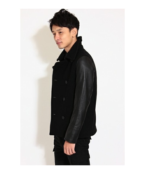 CAMBIO（カンビオ）の「メルトン×レザー 袖切替ピーコート（）」 - WEAR