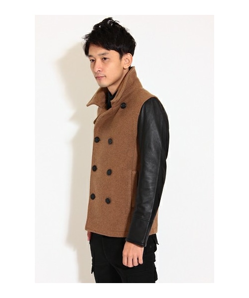 CAMBIO（カンビオ）の「メルトン×レザー 袖切替ピーコート（）」 - WEAR