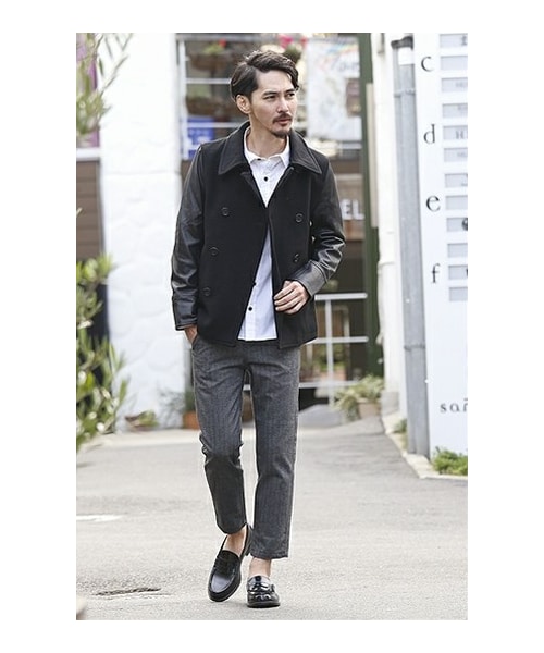 CAMBIO（カンビオ）の「メルトン×レザー 袖切替ピーコート（）」 - WEAR