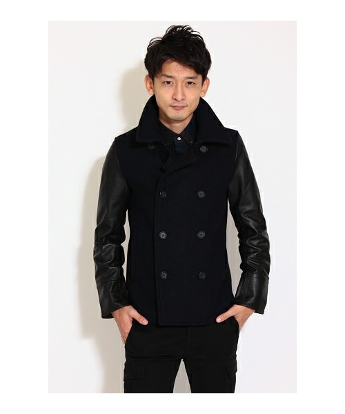 CAMBIO（カンビオ）の「メルトン×レザー 袖切替ピーコート（）」 - WEAR