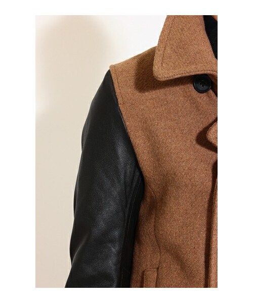 CAMBIO（カンビオ）の「メルトン×レザー 袖切替ピーコート（）」 - WEAR