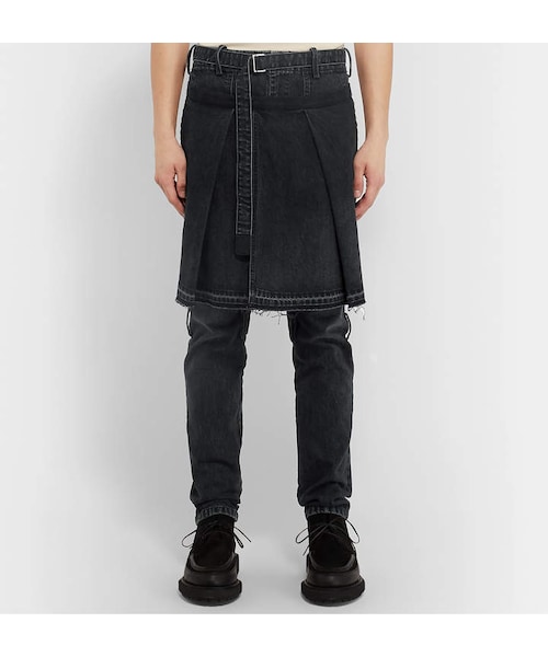 Sacai（サカイ）の「Sacai Slim-Fit Distressed Stonewashed Denim Jeans With Detachable Apron（デニムパンツ・メンズ・Black・XXL/XS/XL/M/XXXL/S）」の2枚目の写真
