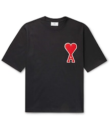 ami | AMI Oversized Logo-Appliquéd Cotton-Jersey T-Shirt(Tシャツ/カットソー)