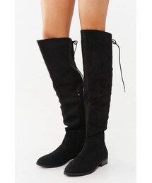 Forever 21 Faux Suede Knee-High Lace-Up Boots