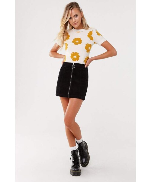 FOREVER 21（フォーエバー トゥエンティーワン）の「Forever 21 Corduroy A-Line Mini Skirt（スカート・レディース・Black/Yellow・Small/Medium/Large）」の9枚目の写真