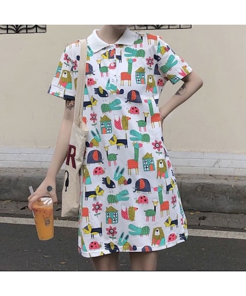 No Brand ノーブランド の 45 Colorful Onepiece White ワンピース Wear