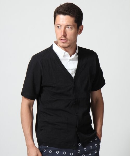 GLOBAL WORK（グローバルワーク）の「スラブＶカーデ半袖（トップス・メンズ・ブラック09/グレー15/ネイビー88・Ｓ/Ｍ/Ｌ/ＸＬ）」の4枚目の写真