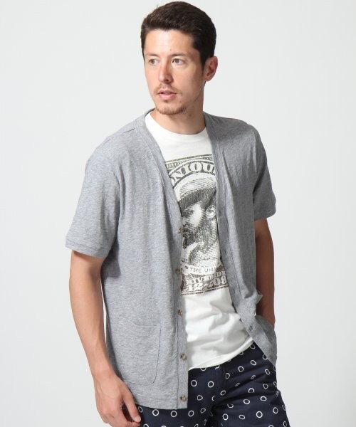 GLOBAL WORK（グローバルワーク）の「スラブＶカーデ半袖（トップス・メンズ・ブラック09/グレー15/ネイビー88・Ｓ/Ｍ/Ｌ/ＸＬ）」の2枚目の写真