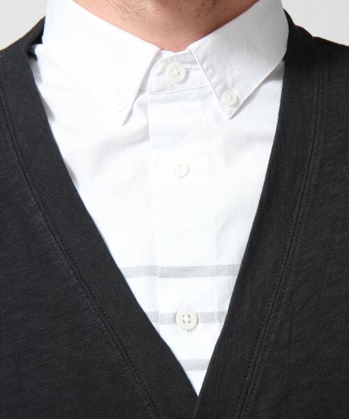 GLOBAL WORK（グローバルワーク）の「スラブＶカーデ半袖（トップス・メンズ・ブラック09/グレー15/ネイビー88・Ｓ/Ｍ/Ｌ/ＸＬ）」の8枚目の写真