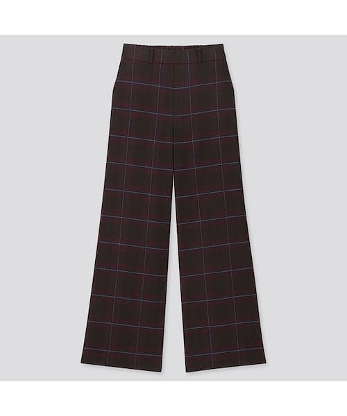 UNIQLO（ユニクロ）の「ワイドストレートパンツ（ウールライク・丈長め73～75cm）（その他パンツ・レディース・NAVY 69/WINE 18・XS/3XL/M/XL/S/XXL/L）」の2枚目の写真