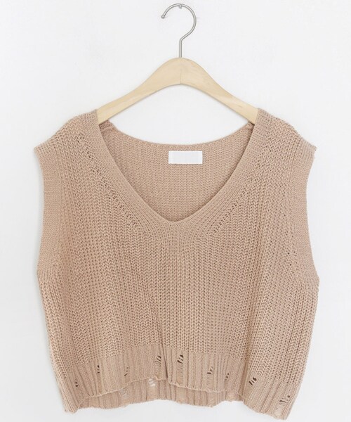 DHOLIC（ディーホリック）の「クロップドニットベスト（ベスト・レディース・ホワイト/ベージュ/グリーン/グレー/ブラウン・FREE）」の4枚目の写真