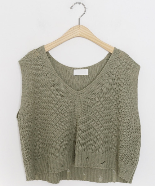 DHOLIC（ディーホリック）の「クロップドニットベスト（ベスト・レディース・ホワイト/ベージュ/グリーン/グレー/ブラウン・FREE）」の5枚目の写真