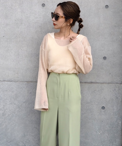 LAULEN（ローレン）の「sheer loose knit（ニット/セーター・レディース・ベージュ/パープル・FREE）」の2枚目の写真