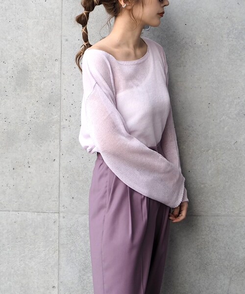 LAULEN（ローレン）の「sheer loose knit（ニット/セーター・レディース・ベージュ/パープル・FREE）」の3枚目の写真
