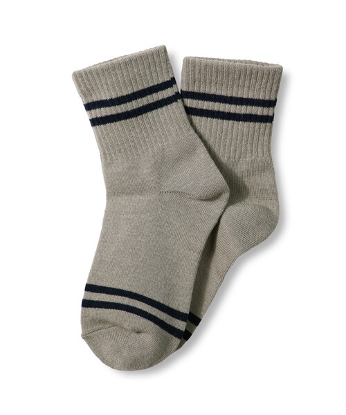 BRANSHES（ブランシェス）の「ラインショートソックス（ソックス/靴下・キッズ・オフホワイト/ネイビーブルー/グレー・9cm～21cm）」の2枚目の写真