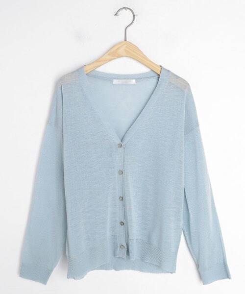 DHOLIC（ディーホリック）の「Vネックシアーニットカーディガン（カーディガン/ボレロ・レディース・ホワイト/ブルー/ブラック/パープル/ベージュ・FREE）」の4枚目の写真