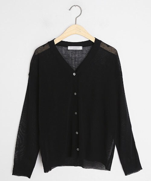 DHOLIC（ディーホリック）の「Vネックシアーニットカーディガン（カーディガン/ボレロ・レディース・ホワイト/ブルー/ブラック/パープル/ベージュ・FREE）」の2枚目の写真