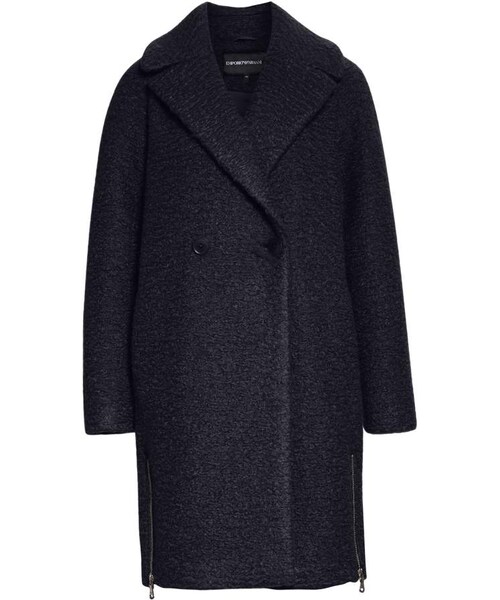 EMPORIO ARMANI（エンポリオアルマーニ）の「Emporio Armani Boiled Wool Blend Cocoon Coat（ジャケット/アウター・レディース・Blue・16 Us / 52 It/12 Us / 48 It/6 Us / 42 It/14 Us / 50 It/10 Us / 46 It/4 Us / 40 It/0 Us / 36 It/8 Us / 44 It/2 Us / 38 It）」の2枚目の写真