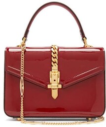 Gucci - Sylvie Small Patent Leather Shoulder Bag - Womens - Burgundy