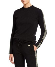 Bella Freud Britt Futuristic Crewneck Metallic Side-Stripe Sweater