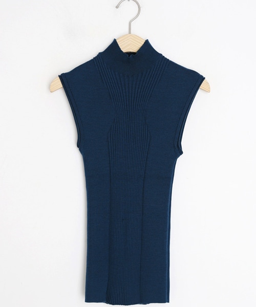 DHOLIC（ディーホリック）の「ハイネックリブスリーブレス（タンクトップ・レディース・ホワイト/ブラック/ベージュ/ブルー・FREE）」の4枚目の写真