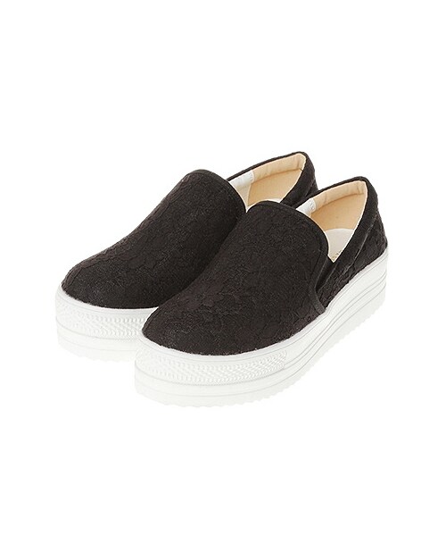 earth music&ecology（アースミュージックアンドエコロジー）の「・レース厚底スニーカー（スニーカー・レディース・ホワイト/ブラック・22.5cm/23cm/23.5cm/24cm/24.5cm）」の2枚目の写真