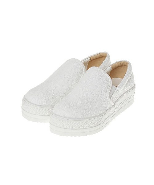 earth music&ecology（アースミュージックアンドエコロジー）の「・レース厚底スニーカー（スニーカー・レディース・ホワイト/ブラック・22.5cm/23cm/23.5cm/24cm/24.5cm）」の3枚目の写真