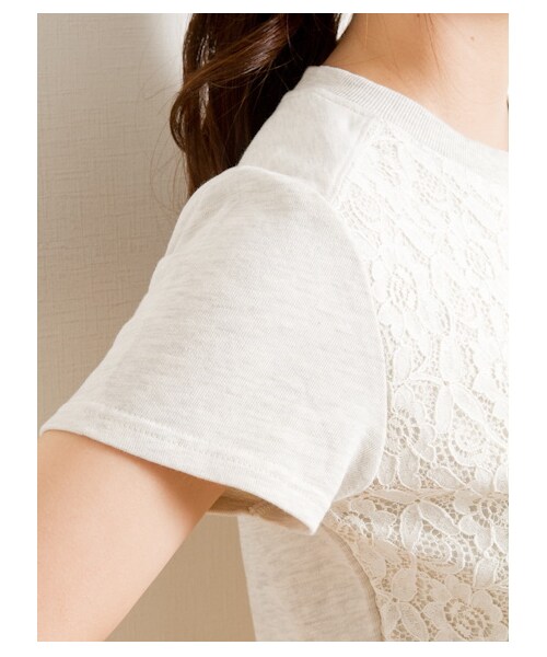 earth music&ecology（アースミュージックアンドエコロジー）の「・レースフロントスウェットプルオーバー（カットソー・レディース・アイボリー/杢ホワイト/杢グレー・F）」の8枚目の写真