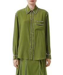 Burberry Gem-Trim Silk Button-Front Shirt