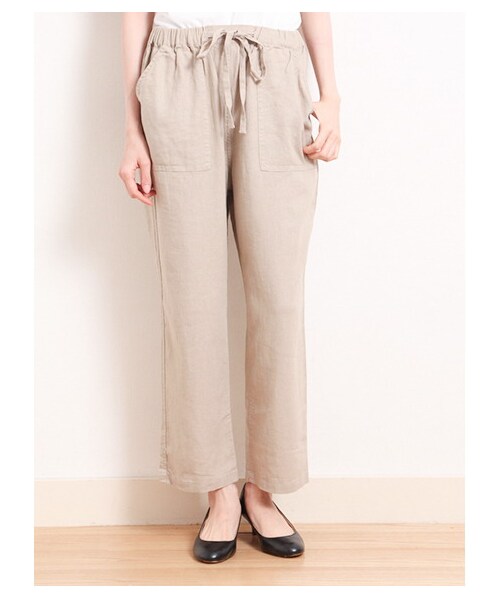 Green Parks fuuwa（グリーンパークスフーワ）の「・イージーフルレングスパンツ（パンツ・レディース・オフホワイト/ベージュ/ネイビー・F）」の4枚目の写真