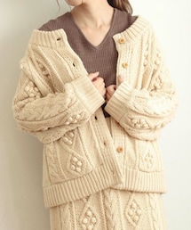 Crisp | ポンポンケーブルカーディガン(カーディガン/ボレロ)